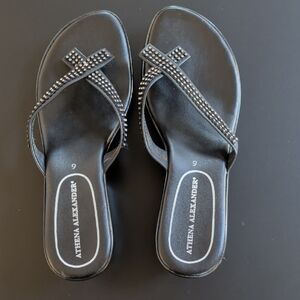 Athena Alexander Black Sandals with Studded Straps